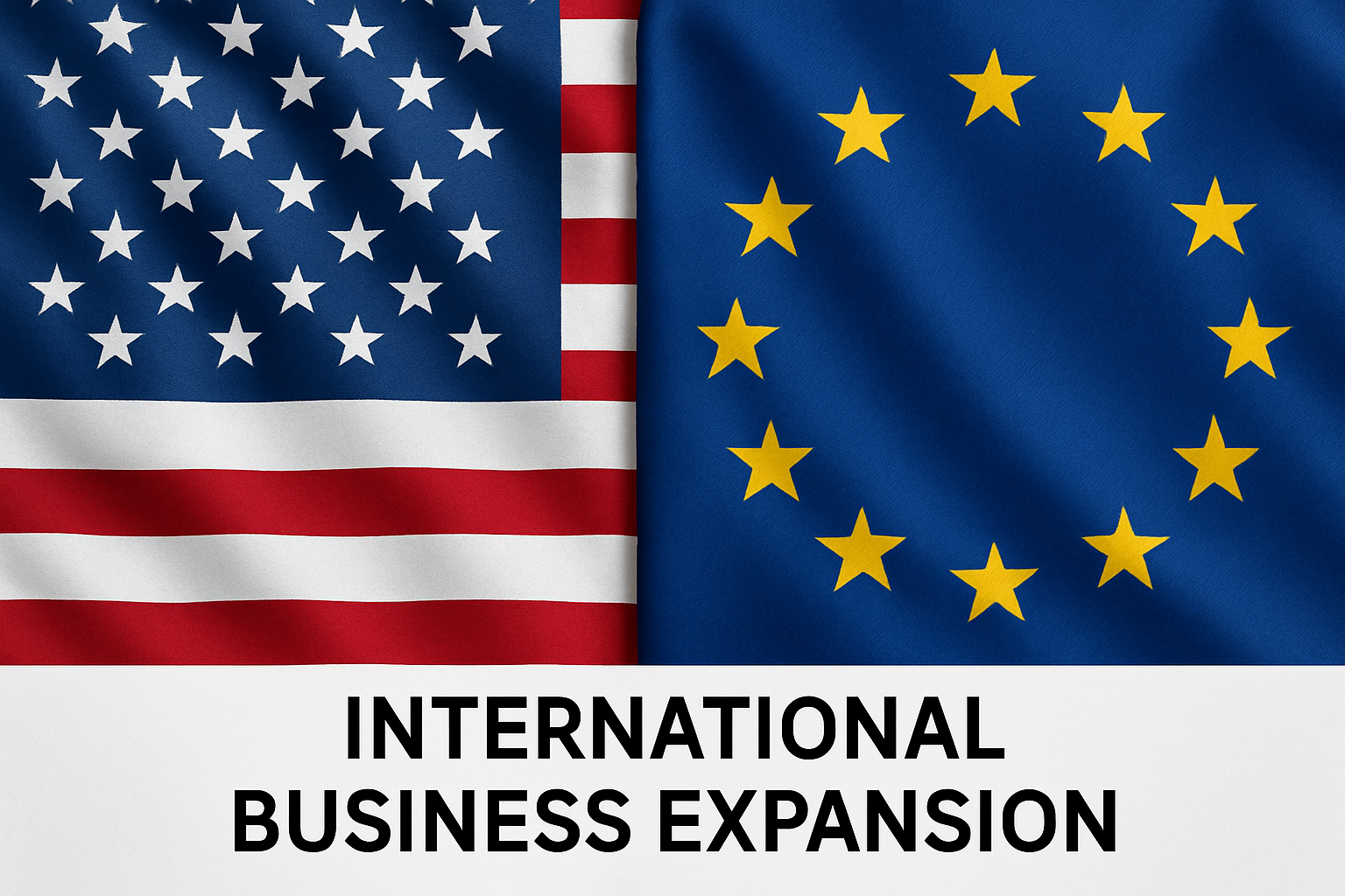 U.S. and European flags symbolizing international business expansion
